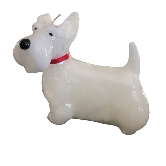 VTG White Scottie Candle With Single Wick Unused Dog Collector Display 7”LX6”H - Picture 1 of 5